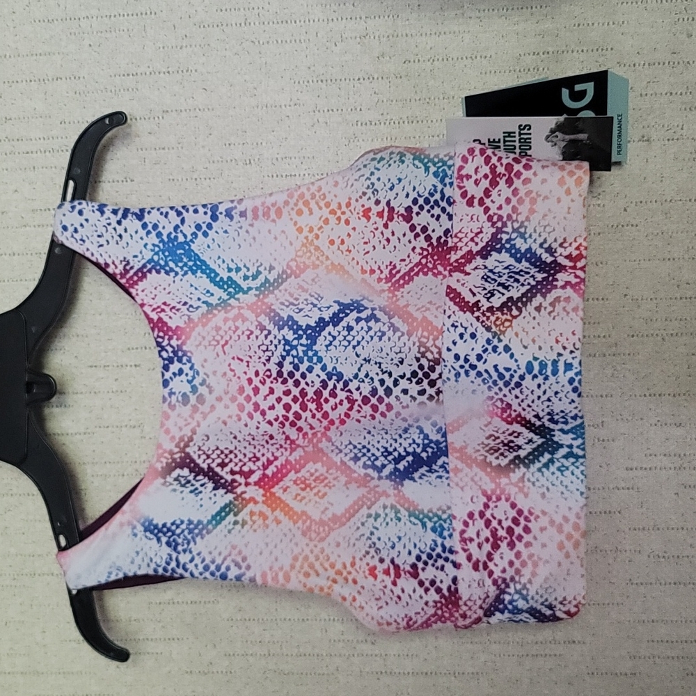 DSG DICKS SPORTING GOODS GIRLS HIGH NECK SPORTS BRA:RAINBOW SNAKESKIN:NWT: SZ S